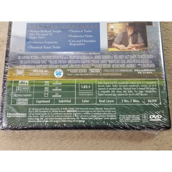 The Legend Of Bagger Vance DVD 2000 NEW Sealed Dolby Digital Widescreen - Picture 8 of 8